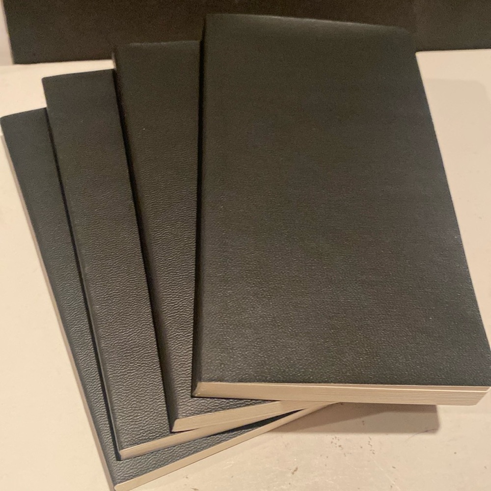 NWOT Set of 4 Black Leatherette Lined Journals